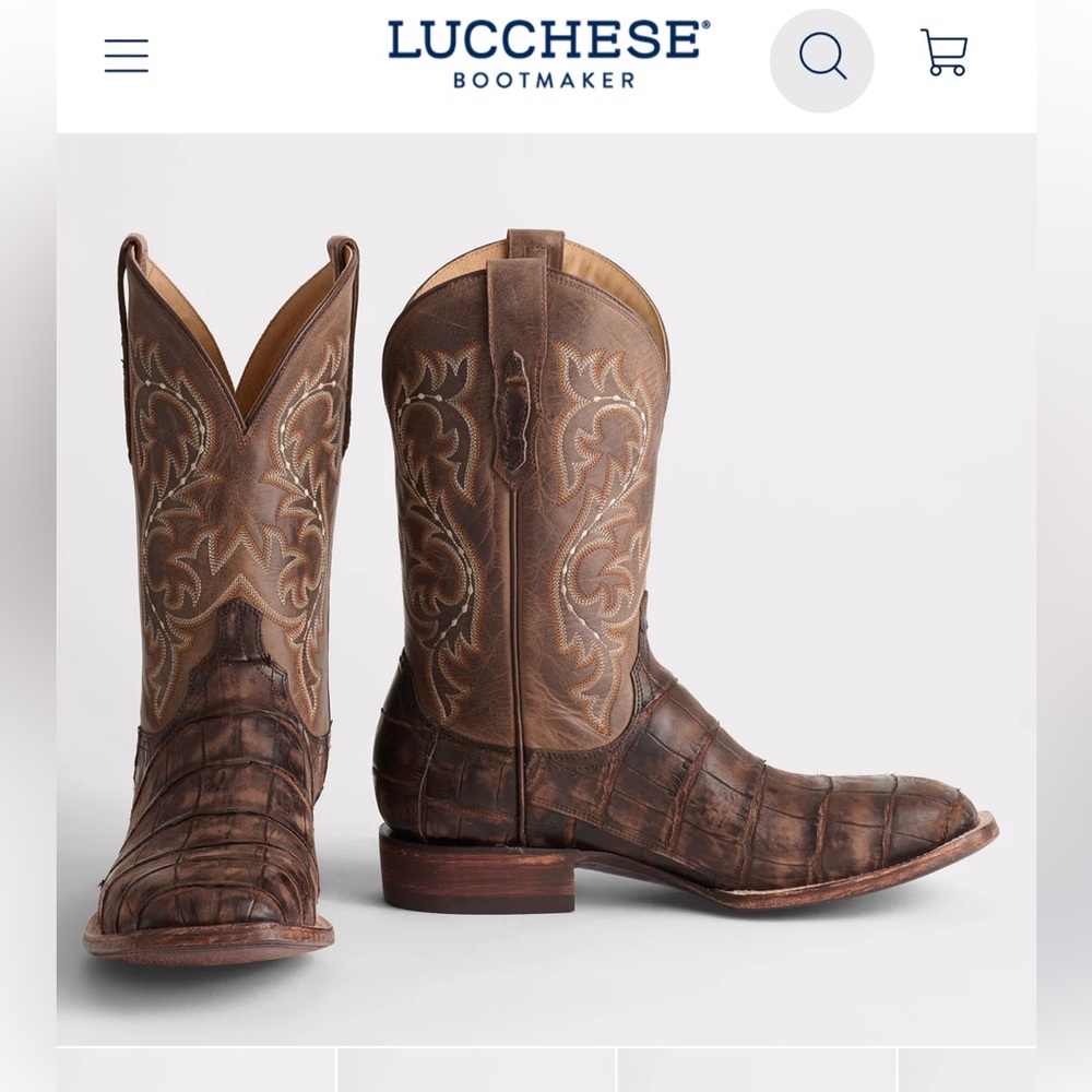 Lucchese Brown Crocodile Leather Boots